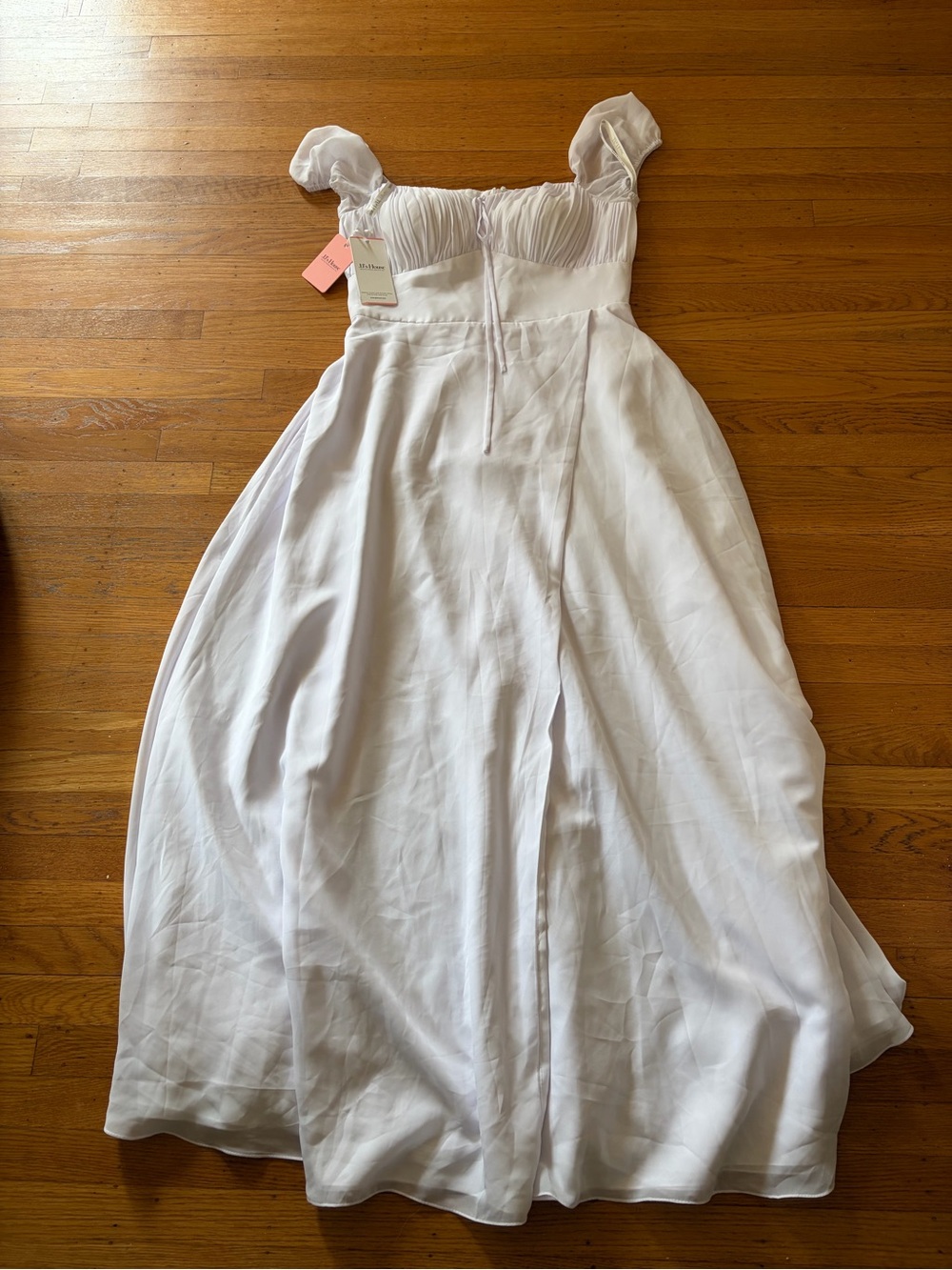 JJ's House White Pleated Bodice Dress